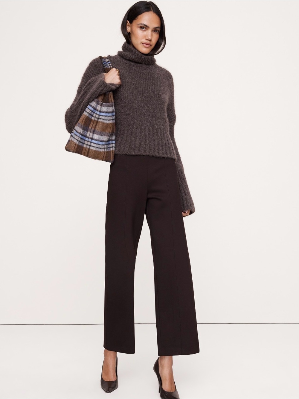 Banana Republic Brown Crop Flare Ponte Pants